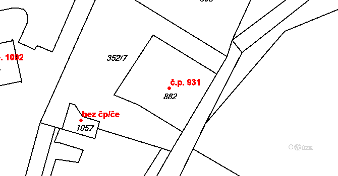 Krásná Lípa 931 na parcele st. 882 v KÚ Krásná Lípa, Katastrální mapa