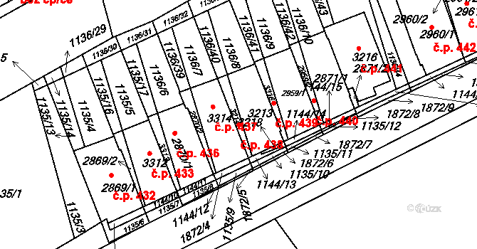 Slaný 438 na parcele st. 3213 v KÚ Slaný, Katastrální mapa