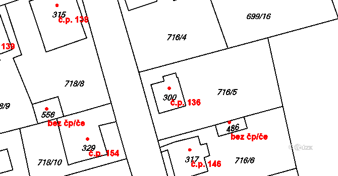 Dolní Kamenice 136, Česká Kamenice na parcele st. 300 v KÚ Dolní Kamenice, Katastrální mapa