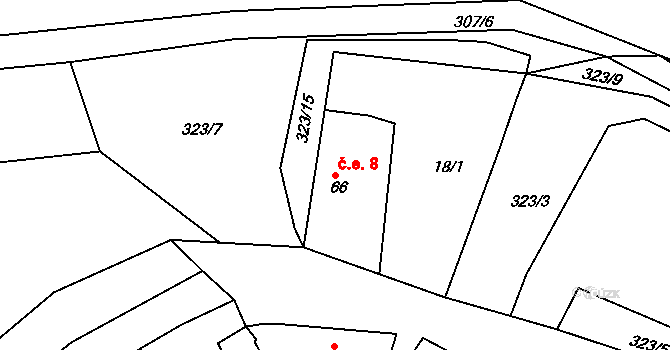 Hlohovičky 8, Hlohovice na parcele st. 66 v KÚ Hlohovičky, Katastrální mapa