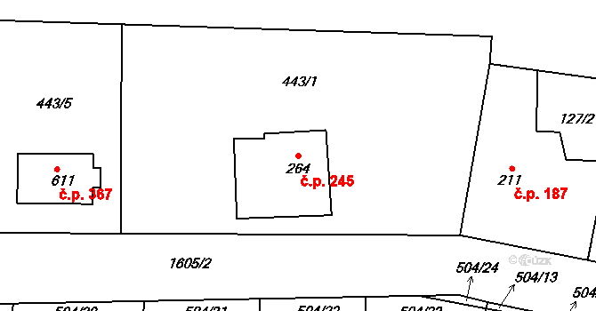 Opatovice nad Labem 245 na parcele st. 264 v KÚ Opatovice nad Labem, Katastrální mapa