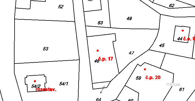 Kletné 17, Suchdol nad Odrou na parcele st. 46 v KÚ Kletné, Katastrální mapa