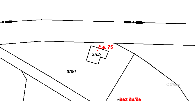 Přerov XIII-Penčice 75, Přerov na parcele st. 370/2 v KÚ Penčice, Katastrální mapa