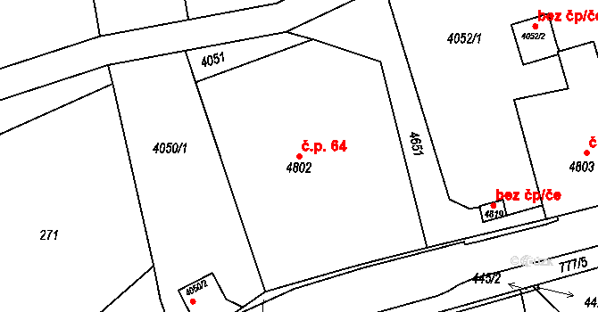 Skřípov 64 na parcele st. 4802 v KÚ Skřípov, Katastrální mapa