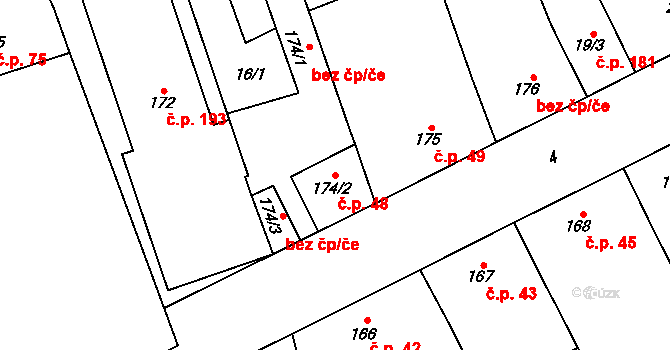Přerov VIII-Henčlov 48, Přerov na parcele st. 174/2 v KÚ Henčlov, Katastrální mapa