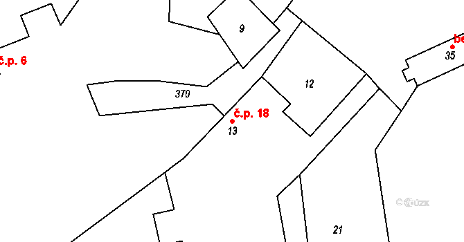 Chroustkov 18, Chlístovice na parcele st. 13 v KÚ Chroustkov, Katastrální mapa