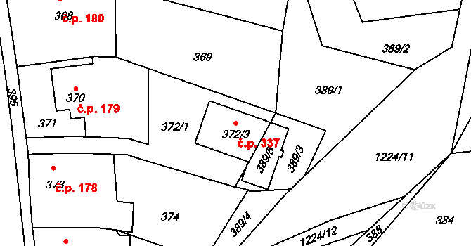 Stonařov 337 na parcele st. 372/3 v KÚ Stonařov, Katastrální mapa