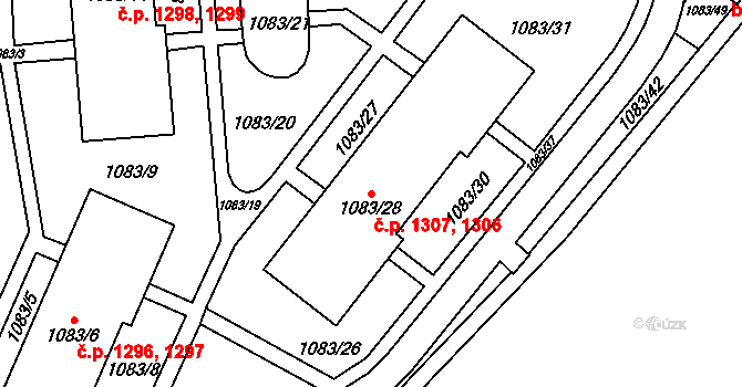Frýdlant 1306,1307 na parcele st. 1083/28 v KÚ Frýdlant, Katastrální mapa
