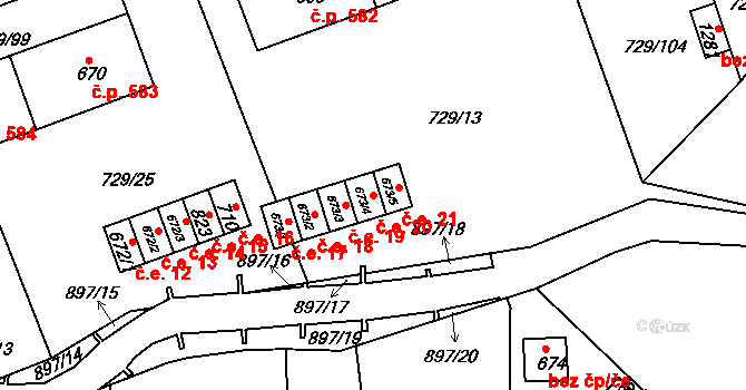Osek 20 na parcele st. 673/4 v KÚ Osek u Duchcova, Katastrální mapa
