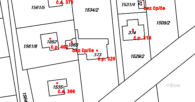 Podkozí 325, Chyňava na parcele st. 373 v KÚ Chyňava, Katastrální mapa