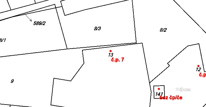 Náchodsko 7, Kacákova Lhota na parcele st. 13 v KÚ Kacákova Lhota, Katastrální mapa