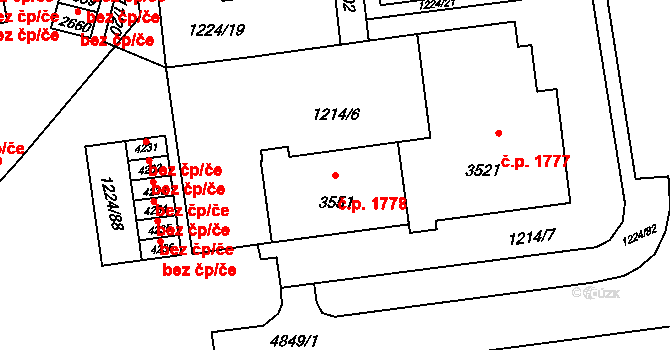 Rožnov pod Radhoštěm 1778 na parcele st. 3551 v KÚ Rožnov pod Radhoštěm, Katastrální mapa