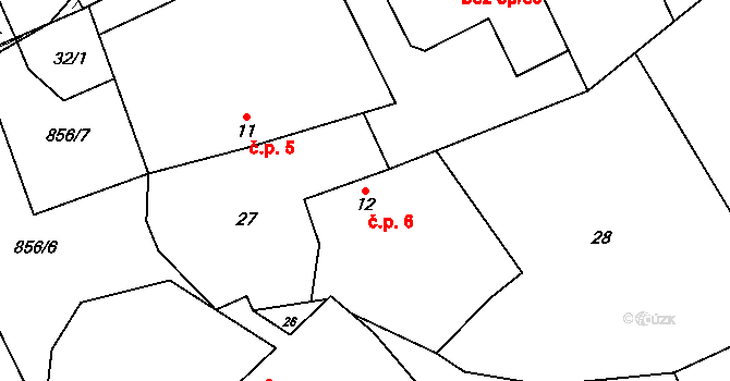 Plevnice 6, Olešná na parcele st. 12 v KÚ Plevnice, Katastrální mapa