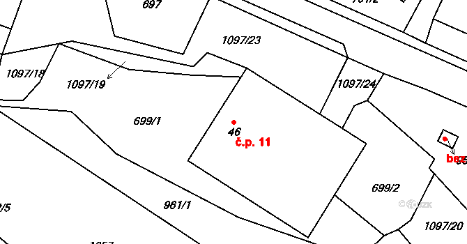 Vokov 11 na parcele st. 46 v KÚ Vokov u Rynárce, Katastrální mapa