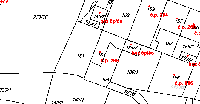 Řetenice 266, Teplice na parcele st. 163 v KÚ Teplice-Řetenice, Katastrální mapa