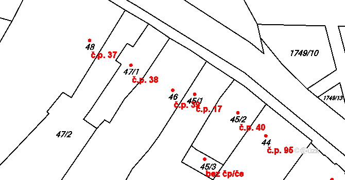 Čečelice 39 na parcele st. 46 v KÚ Čečelice, Katastrální mapa