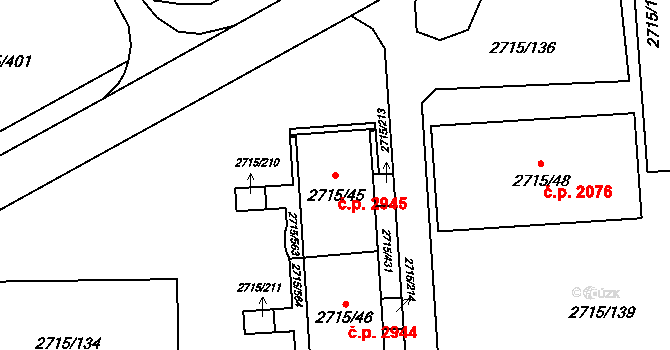 Hranice 2945, Karviná na parcele st. 2715/45 v KÚ Karviná-město, Katastrální mapa