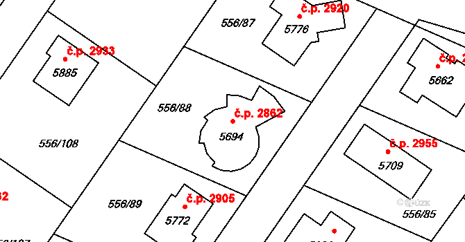 Šumperk 2862 na parcele st. 5694 v KÚ Šumperk, Katastrální mapa