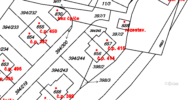 Osnice 414, Jesenice na parcele st. 656 v KÚ Osnice, Katastrální mapa