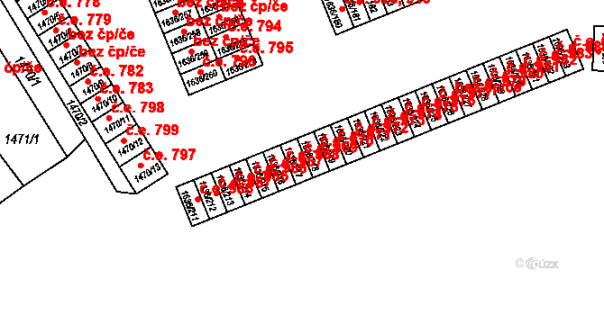 Teplické Předměstí 969, Bílina na parcele st. 1636/217 v KÚ Bílina, Katastrální mapa