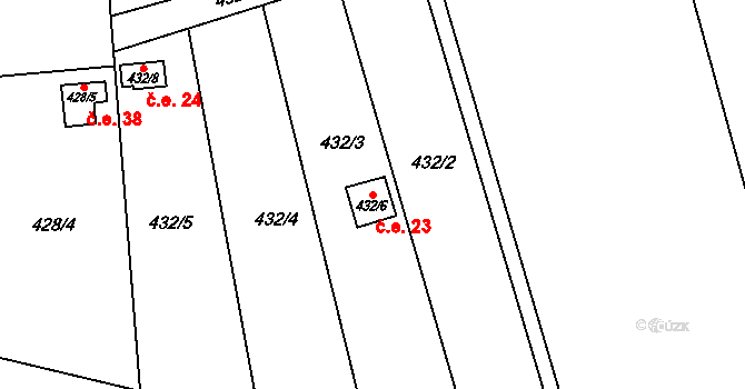 Záblatí 23, Bohumín na parcele st. 432/6 v KÚ Záblatí u Bohumína, Katastrální mapa