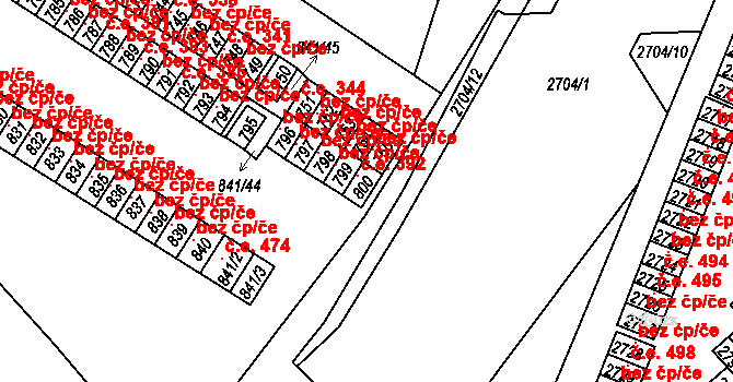 Lovosice 392 na parcele st. 800 v KÚ Lovosice, Katastrální mapa