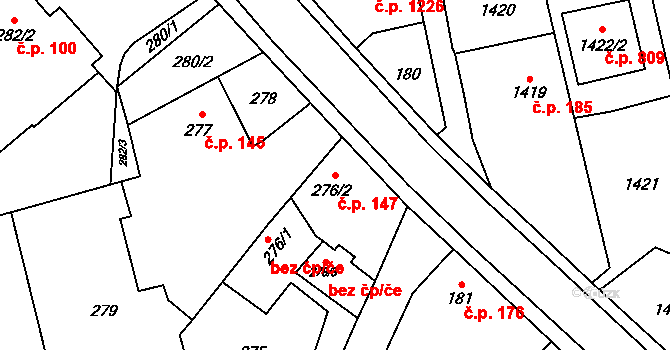 Kylešovice 147, Opava na parcele st. 276/2 v KÚ Kylešovice, Katastrální mapa