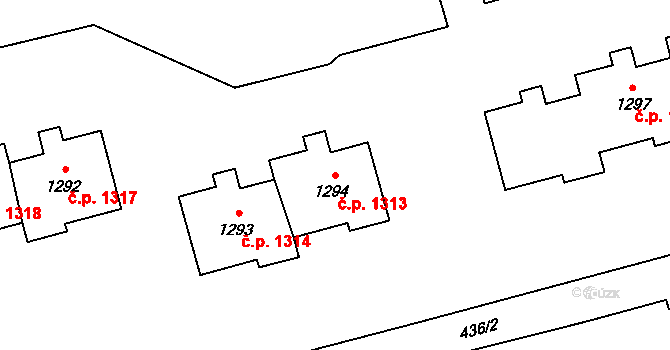 Hrabůvka 1313, Ostrava na parcele st. 1294 v KÚ Hrabůvka, Katastrální mapa