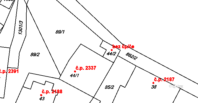 Šumperk 43478395 na parcele st. 44/2 v KÚ Horní Temenice, Katastrální mapa
