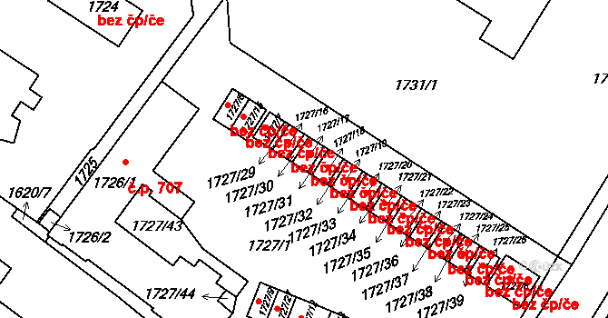Tachov 44097395 na parcele st. 1727/17 v KÚ Tachov, Katastrální mapa