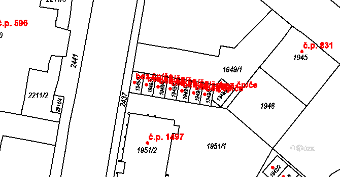 Mnichovo Hradiště 45318395 na parcele st. 1949/5 v KÚ Mnichovo Hradiště, Katastrální mapa