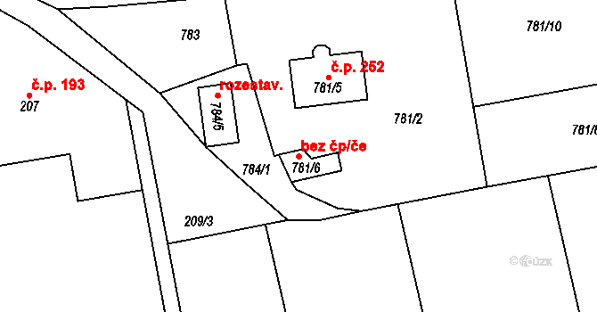 Lubná 46458395 na parcele st. 781/6 v KÚ Lubná u Rakovníka, Katastrální mapa