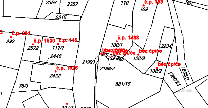 Přelouč 46800395 na parcele st. 2196/2 v KÚ Přelouč, Katastrální mapa