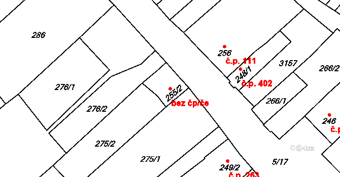 Popice 47251395 na parcele st. 255/2 v KÚ Popice, Katastrální mapa