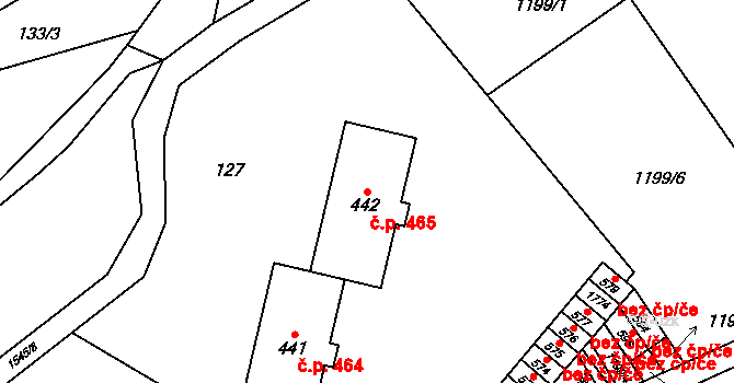 Bílovice 465 na parcele st. 442 v KÚ Bílovice u Uherského Hradiště, Katastrální mapa