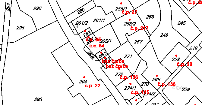 Ústí nad Labem 50056395 na parcele st. 265/3 v KÚ Vaňov, Katastrální mapa