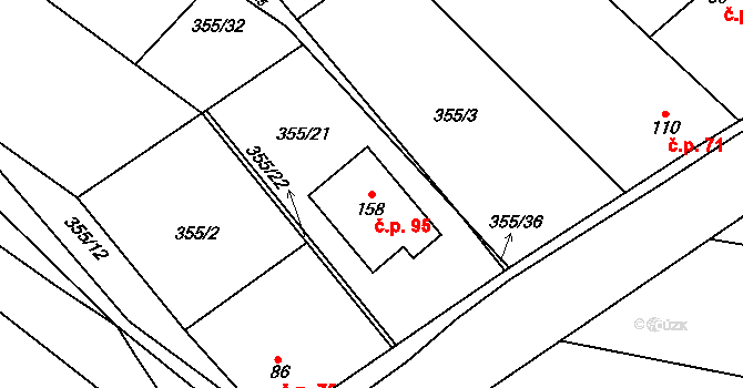 Divice 95, Vinařice na parcele st. 158 v KÚ Divice, Katastrální mapa