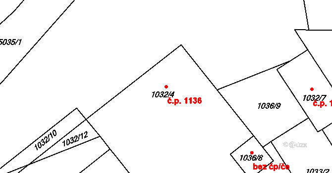 Přerov I-Město 1136, Přerov na parcele st. 1032/4 v KÚ Přerov, Katastrální mapa