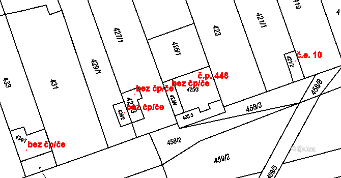 Žabčice 120517396 na parcele st. 425/4 v KÚ Žabčice, Katastrální mapa