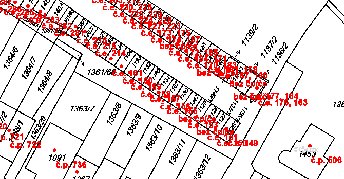 Brtnice 155 na parcele st. 1162 v KÚ Brtnice, Katastrální mapa