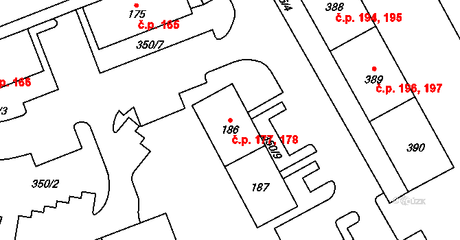 Holoubkov 177,178 na parcele st. 186 v KÚ Holoubkov, Katastrální mapa