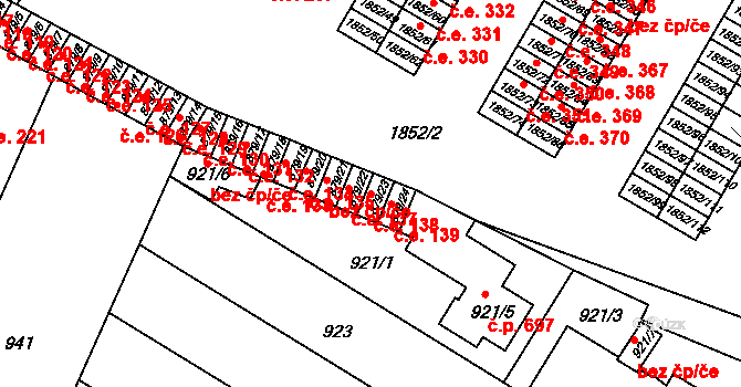 Hrušovany u Brna 138 na parcele st. 879/23 v KÚ Hrušovany u Brna, Katastrální mapa