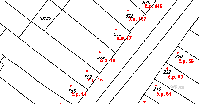 Milokošť 16, Veselí nad Moravou na parcele st. 579 v KÚ Milokošť, Katastrální mapa