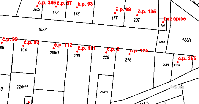 Humny 2, Pchery na parcele st. 220 v KÚ Pchery, Katastrální mapa