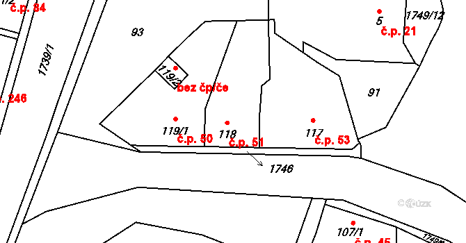 Olbramovice Ves 51, Olbramovice na parcele st. 118 v KÚ Olbramovice u Votic, Katastrální mapa