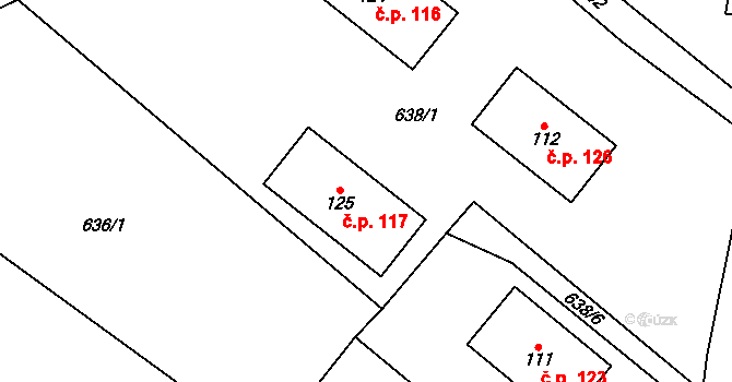 Rovné 117, Krabčice na parcele st. 125 v KÚ Rovné pod Řípem, Katastrální mapa