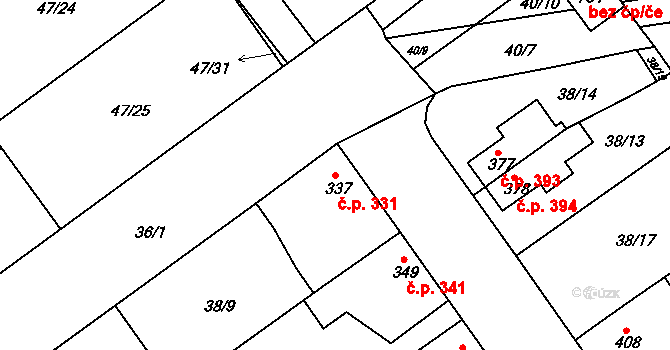 Litol 331, Lysá nad Labem na parcele st. 337 v KÚ Litol, Katastrální mapa