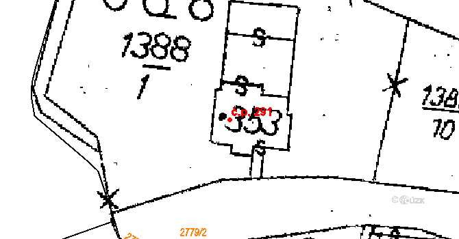 Jaroměřice 291 na parcele st. 353 v KÚ Jaroměřice, Katastrální mapa