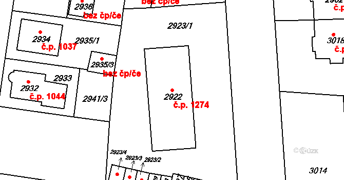 Sokolov 1274 na parcele st. 2922 v KÚ Sokolov, Katastrální mapa