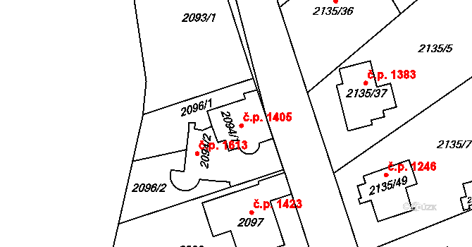 Radotín 1405, Praha na parcele st. 2094/1 v KÚ Radotín, Katastrální mapa